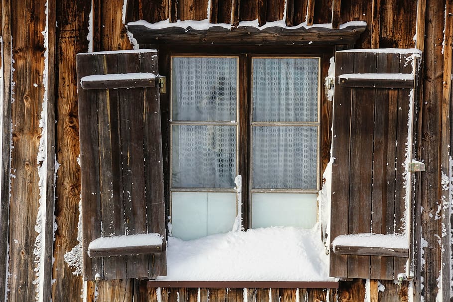 window, winter, snow, wintry, cold, snow magic, shutters, wood - material HD wallpaper