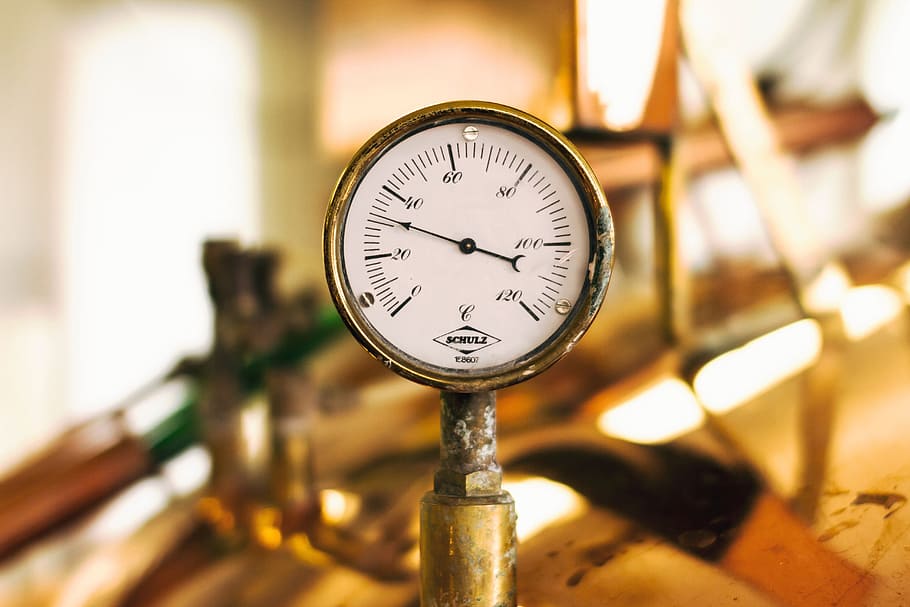 Closeup shot of a pressure gauge, various, instrument of Measurement