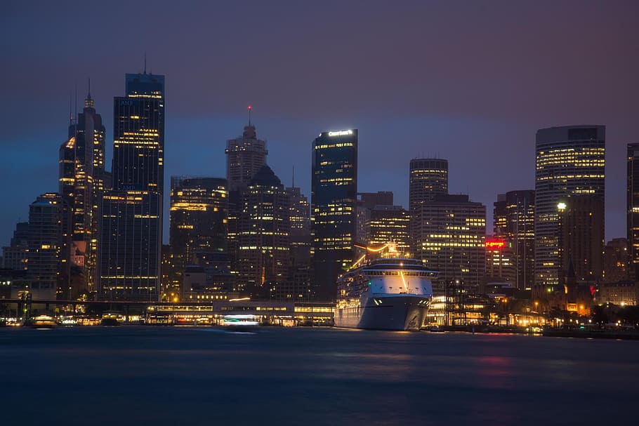 Singapore skyline, sydney, australia, circular quay, cruise ship, HD wallpaper