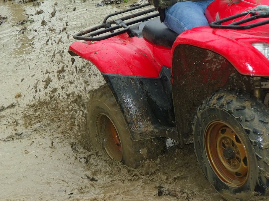 mud, dirt, 4-wheeler, muddy, wet, soil, offroad, tire, rural, HD wallpaper