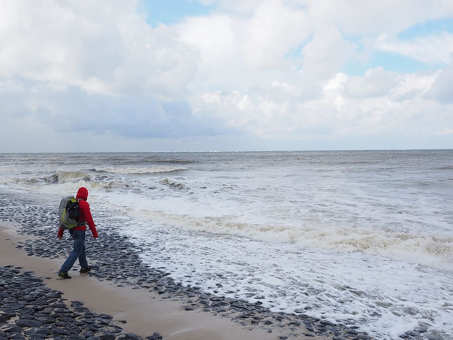 beach, sea, wave, wind, forward, coast, sand beach, north sea HD wallpaper