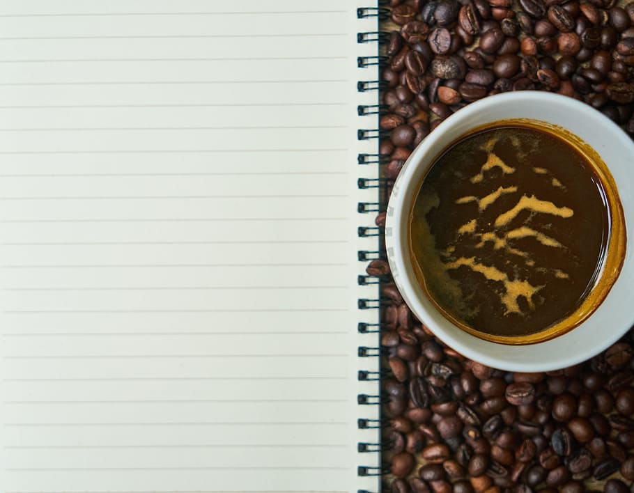 black and brown liquid on white ceramic mug, coffee, caffeine HD wallpaper