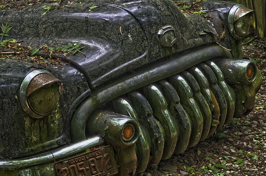 auto, car cemetery, oldtimer, rust, stainless karre, rusted HD wallpaper