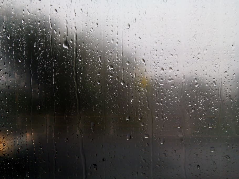 rain, dew, drops, droplets, water, glass, mirror, flowing, a little, HD wallpaper