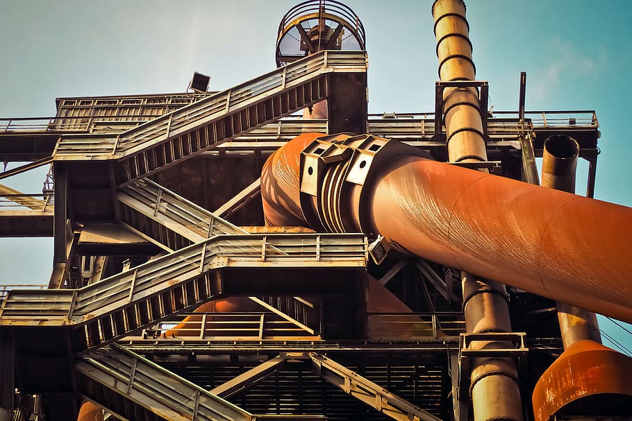 orange and yellow water slide at daytime, architecture, industry, HD wallpaper