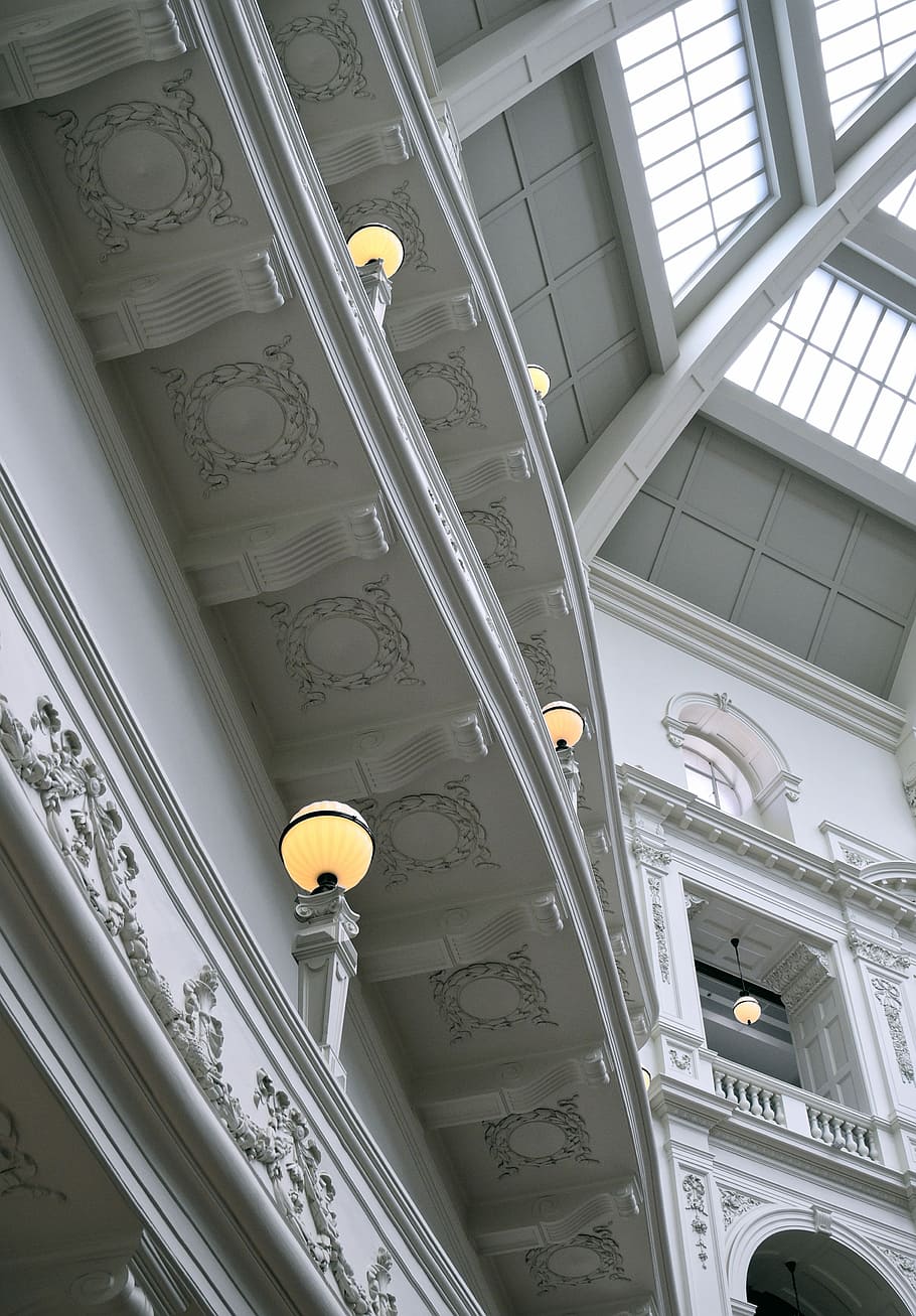 photo of building interior, low angle photo of building interior HD wallpaper