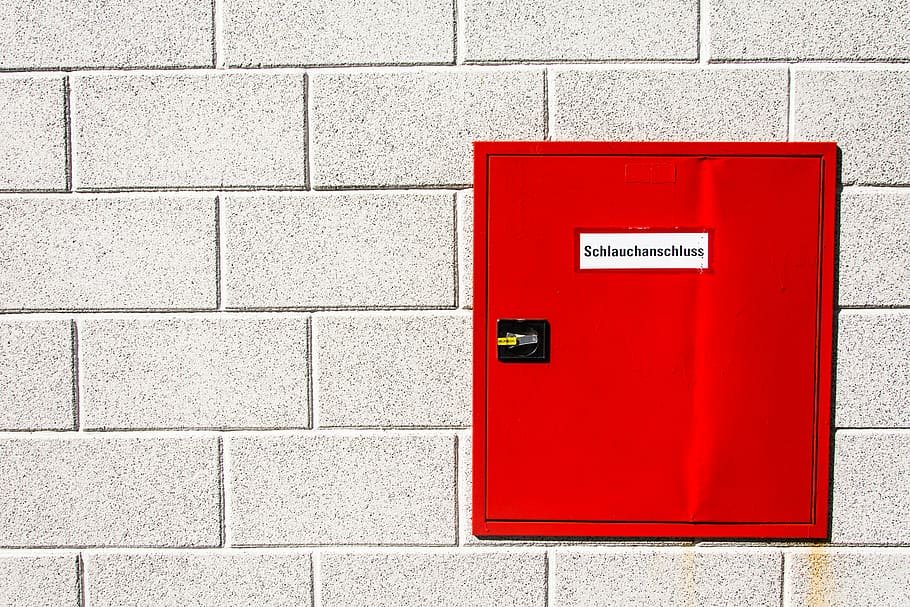 hydrant, wall, hose connection, red, wall - building feature HD wallpaper