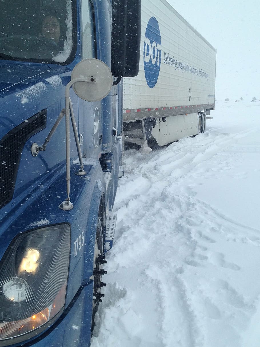 snow, truck, cold, cold temperature, winter, transportation HD wallpaper