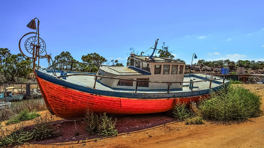 boat, old, abandoned, aged, weathered, withdrawal, retirement HD wallpaper