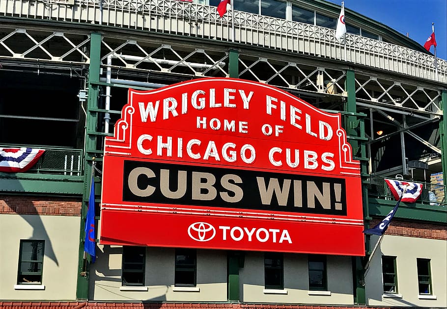 Wringley Field Home of Chicago Cubs, Cubs Win Toyota signage, HD wallpaper