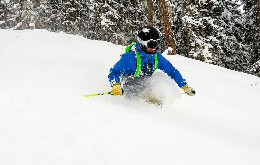 skiing, powder, deep snow, winter, cold temperature, one person HD wallpaper
