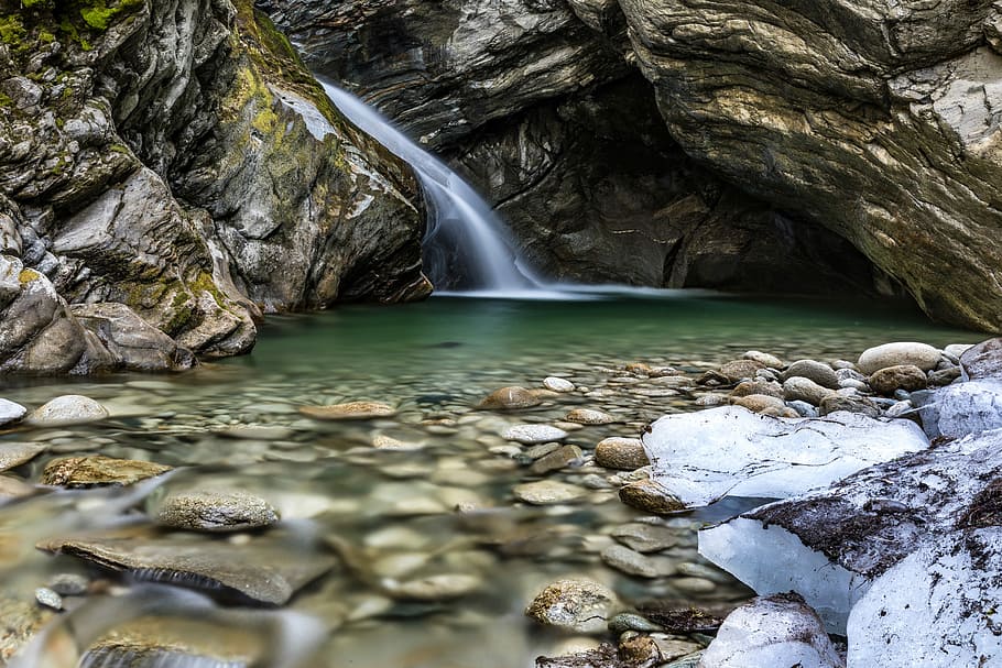 brown and grey waterfalls and rock, waters, nature, river, austria, HD wallpaper