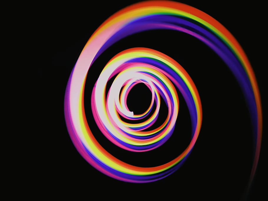 spiral rainbow strings, multicolored swirl photography, multi colored HD wallpaper