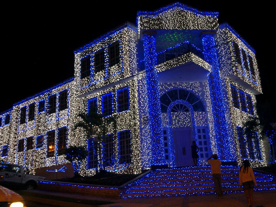 lighting, facade, architecture, lamp, window, electricity, night HD wallpaper