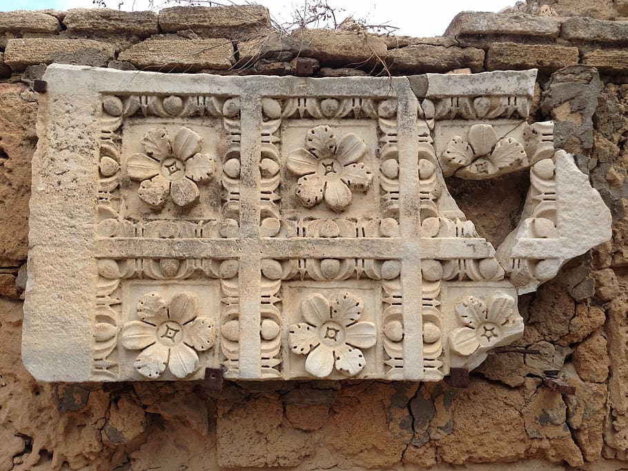 tunisia, ornament, stone, thread, ancient rome, antonin baths HD wallpaper