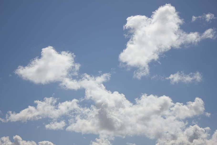 sky, clouds, blue, day, summer, air, cloudy, fluffy, nature HD wallpaper