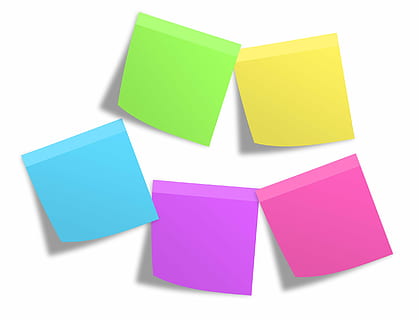 five assorted-color square tiles graphics, postit, memos, notes HD wallpaper