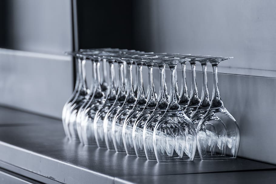glasses, counter, wine, reception, mirroring, bar, drink, gastronomy HD wallpaper