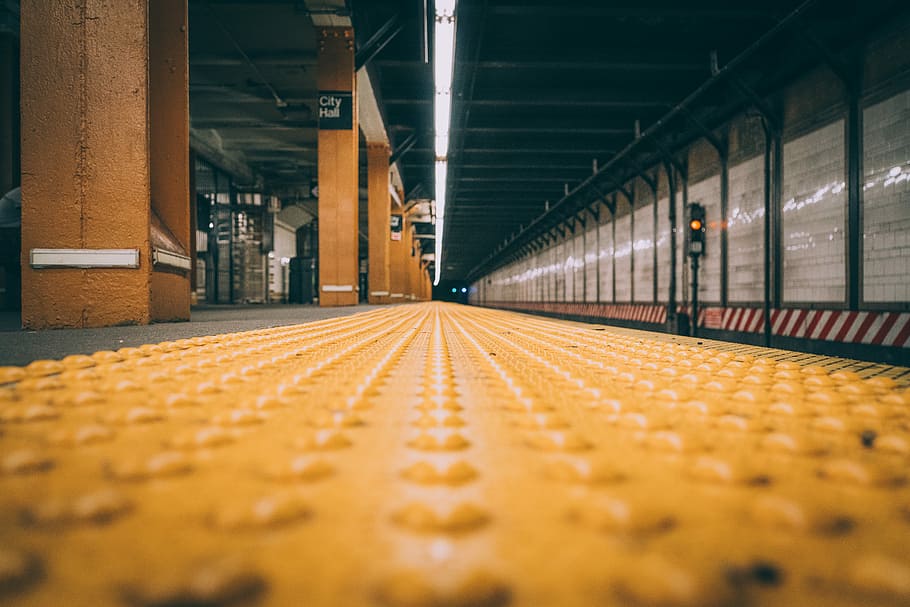 train station interior, floor, pillar, column, metal, perspective HD wallpaper