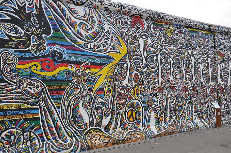berlin wall, graphite, multi colored, art and craft, pattern HD wallpaper
