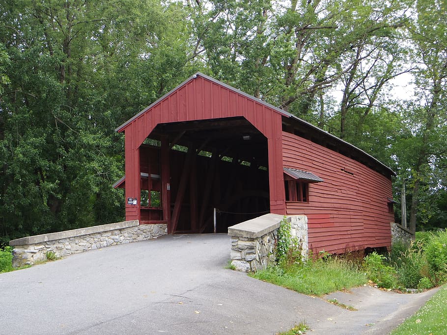 Covered Bridge, Structure, Historic, built structure, tree HD wallpaper