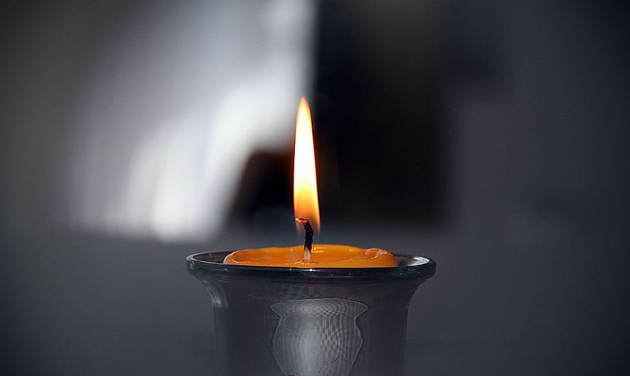 lighted candle in close up photography, fire, flame, sailing, HD wallpaper