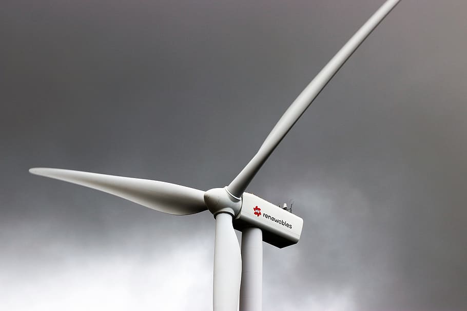 White 3-blade Windmill Under Cloudy Sky, alternative, alternative energy