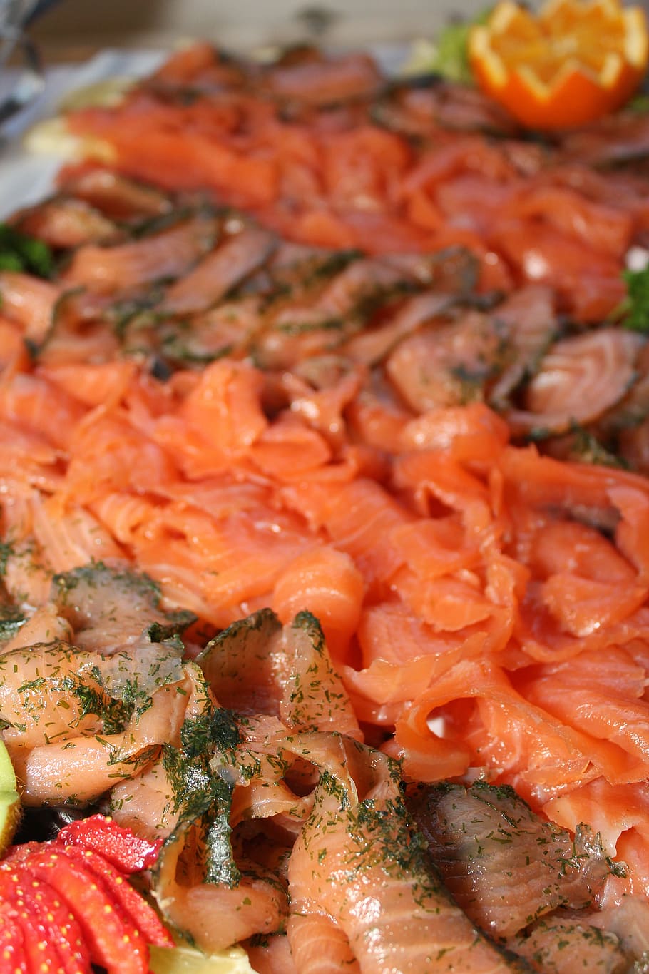 fish plate, cold buffet, salmon, food and drink, freshness HD wallpaper