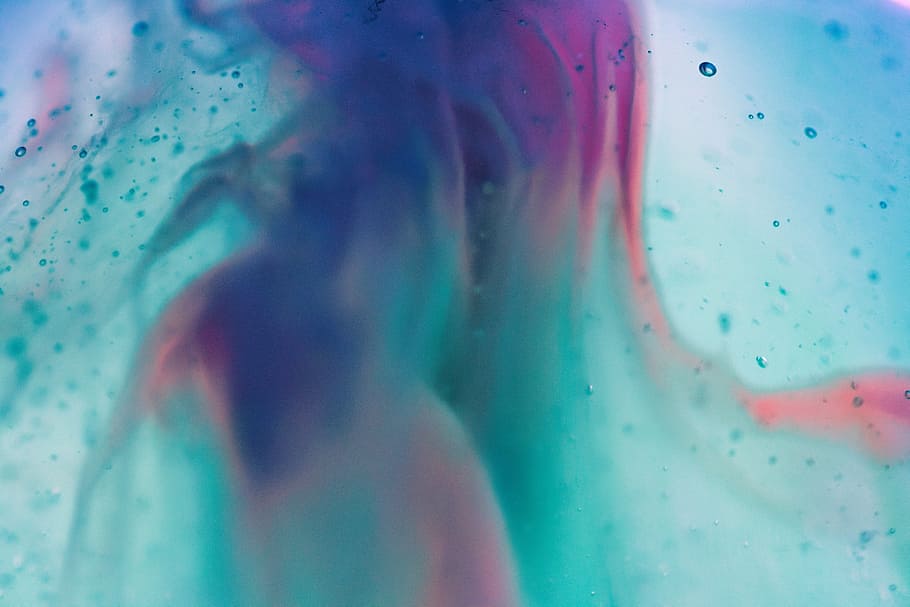 green and pink fluid illustration, abstract, water, bubbles HD wallpaper