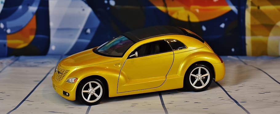 Auto, Chrysler, Model Car, Gold, street, transportation, yellow HD wallpaper
