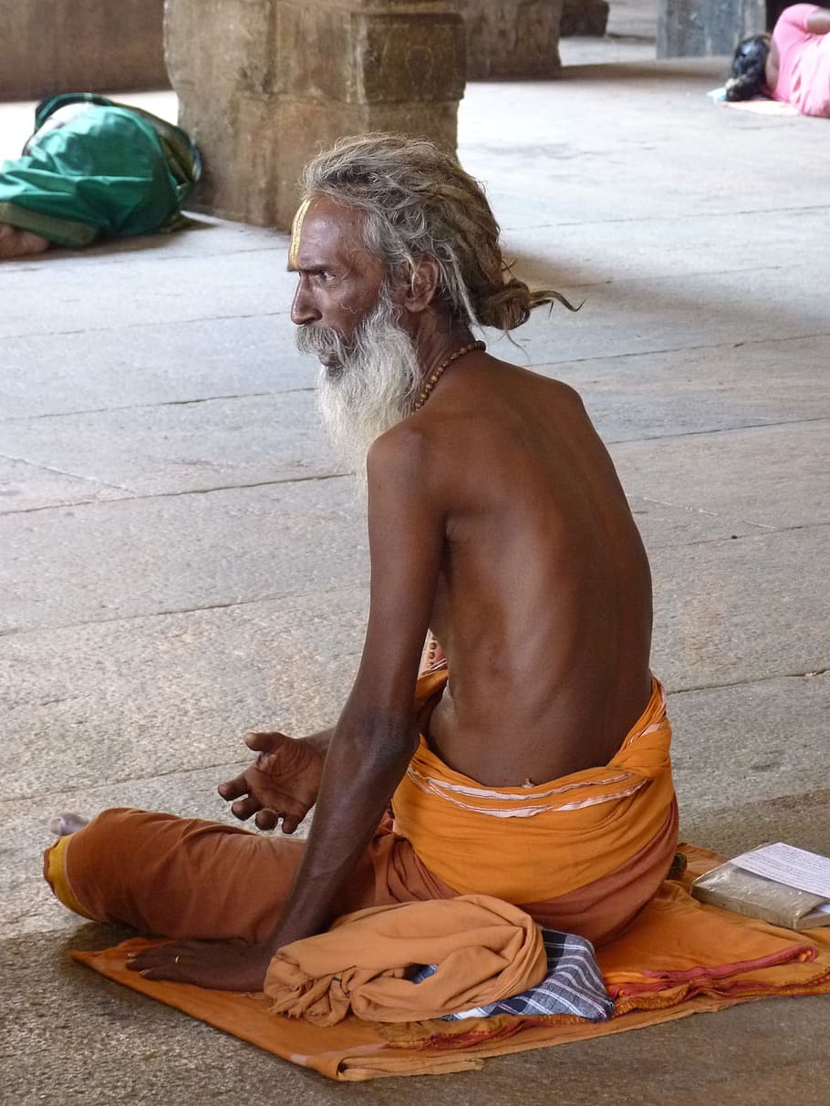 Sadhu, Holy Man, Hinduism, India, sitting, one person, one man only, HD wallpaper