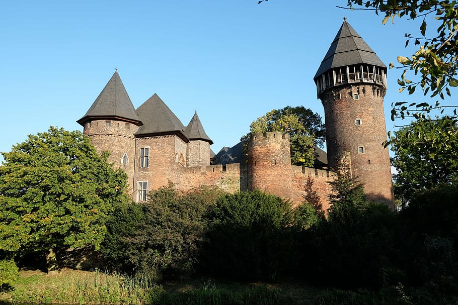 castle, krefeld, linn, germany, middle ages, architecture, built structure, HD wallpaper