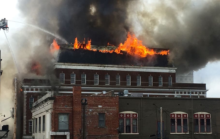 fire, building, blaze, building exterior, architecture, built structure HD wallpaper