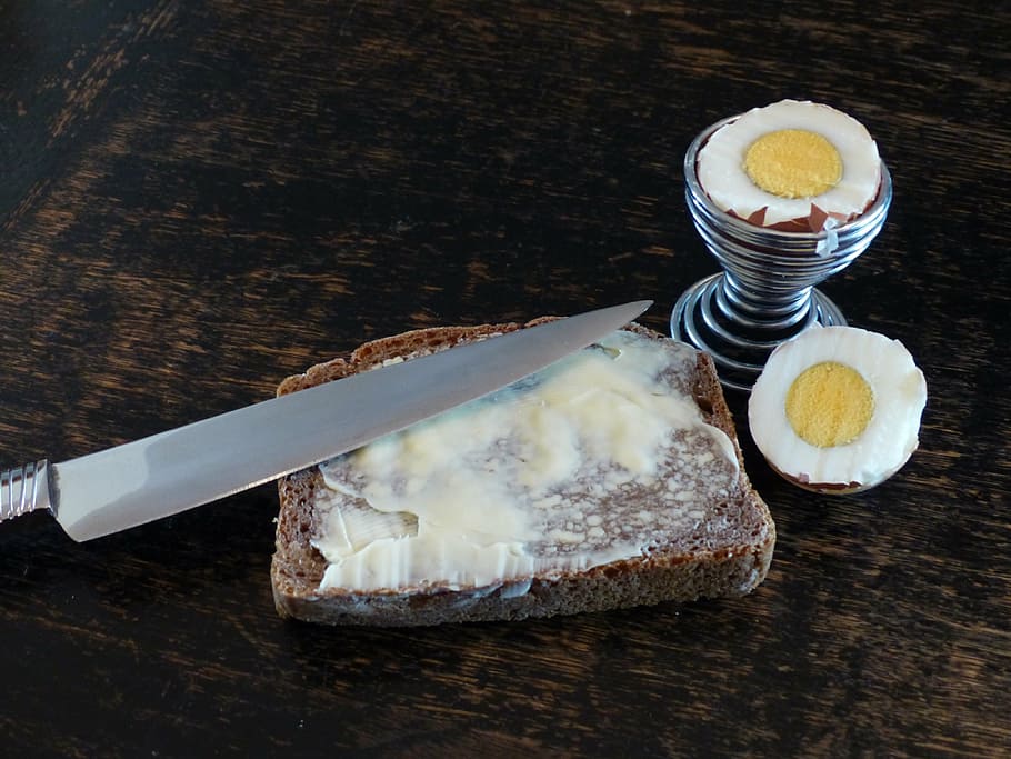bread and butter, egg, knife, eat, cheap, food and drink, freshness HD wallpaper