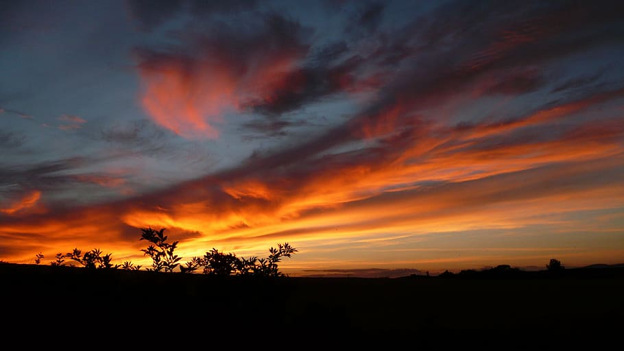 sky, sunset, setting sun, nature, dusk, orange Color, landscape HD wallpaper