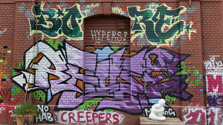 Graffiti, Letters, Text, Font, Purple, decoration, painted, HD wallpaper