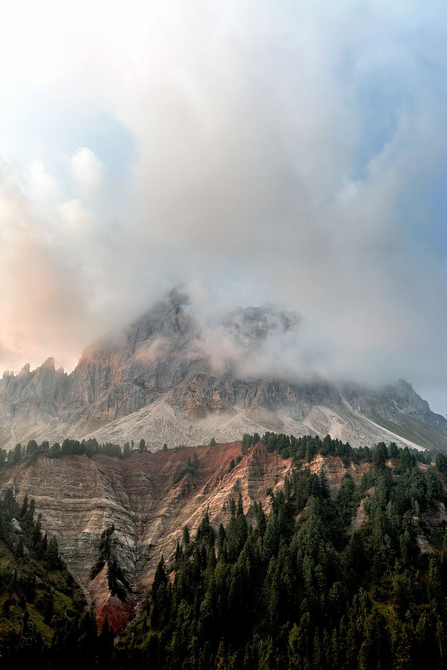 low angle photo of mountain, landscape photography of mountain canyon with clouds HD wallpaper