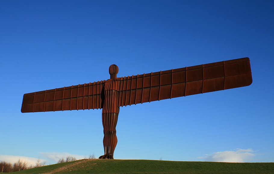 Angel of the North, gateshead, gormley, statue, wingspan, sky, HD wallpaper