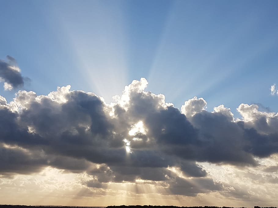 Eventide, Sol, Landscape, sky, against light, clouds, cloud - sky HD wallpaper