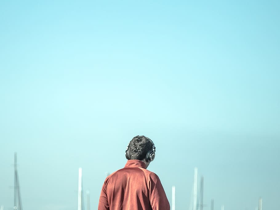 people, man, guy, sounds, music, headphones, walking, alone HD wallpaper
