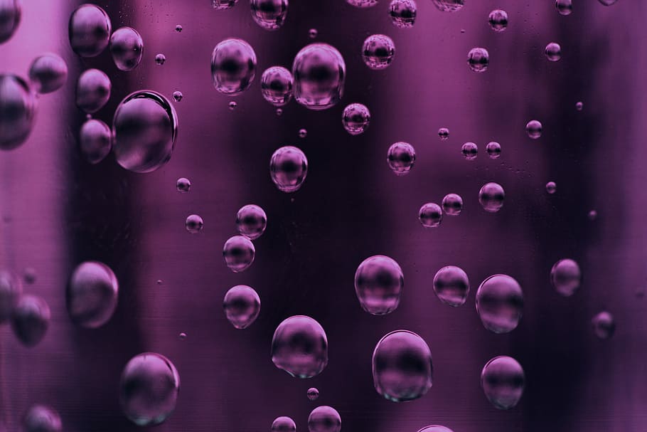 purple bubbles on liquid, photo of purple liquid, dots, pattern HD wallpaper