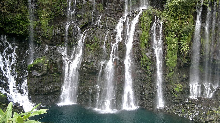 cascade, waterfall, the meeting, scenics - nature, beauty in nature HD wallpaper