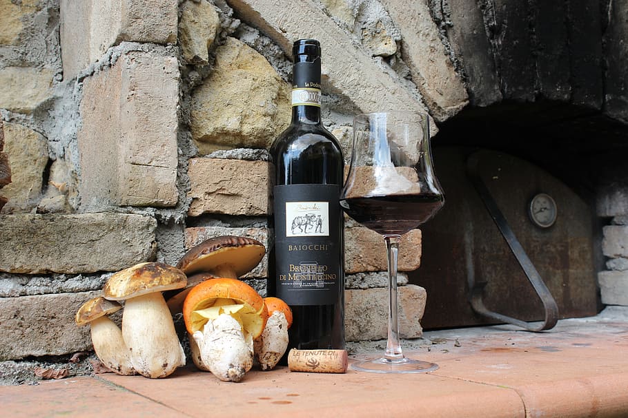 Party, Wine, Aperitif, Bottle, Glass, red, mushrooms, wine Bottle HD wallpaper