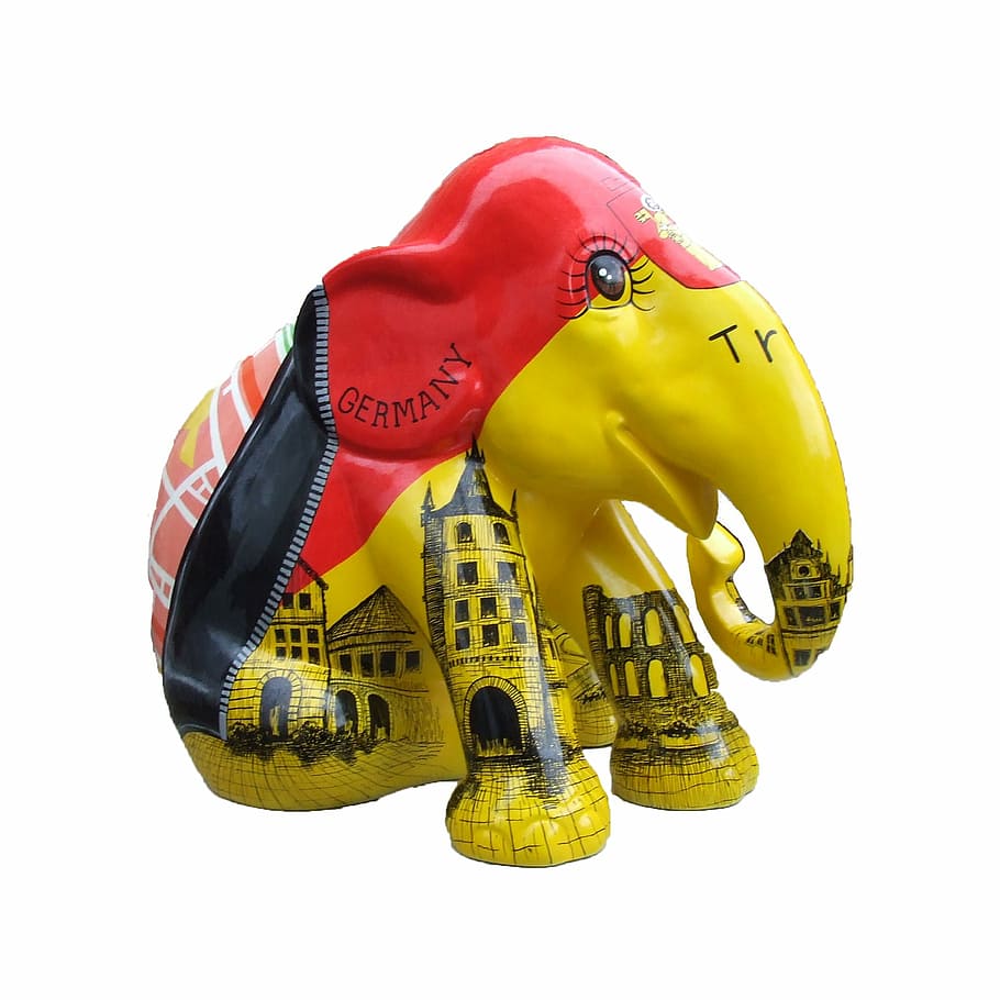 Elephant Parade, Trier, toy, figurine, isolated, plastic, white background HD wallpaper
