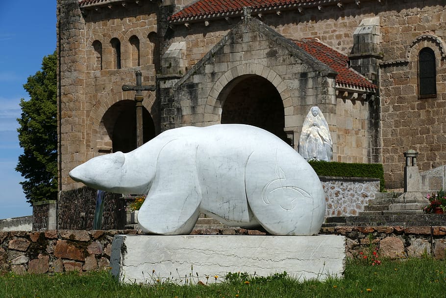 bear, polar bear, image, statue, marble, white, abstract, modern HD wallpaper