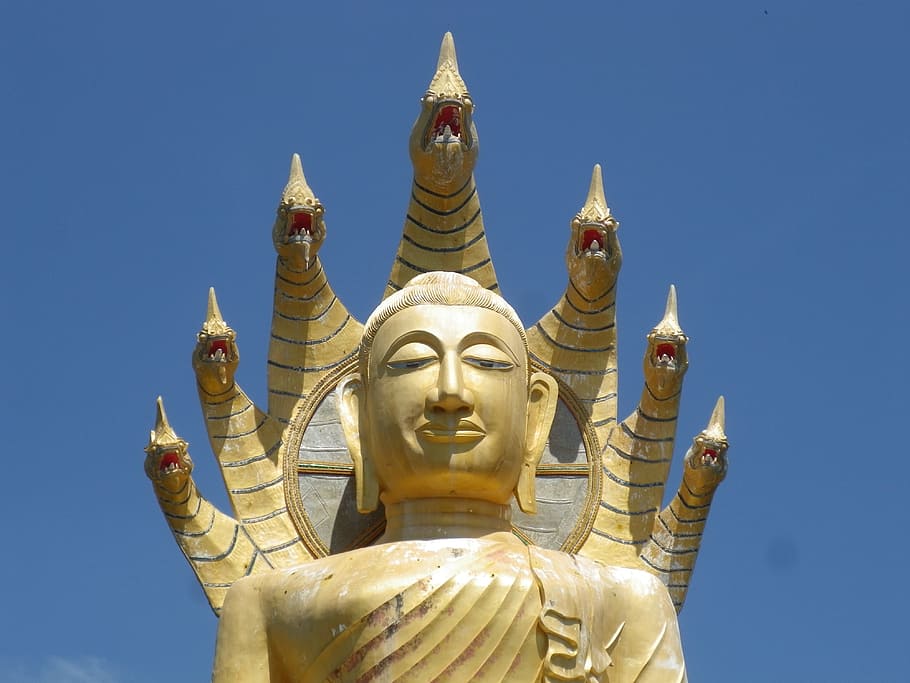 Buddah, Snake, Heads, Thailand, snake heads, religion, statue, HD wallpaper