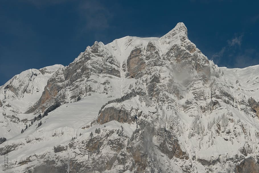 mountain, snow, wiggis, glarus, switzerland, winter, alpine HD wallpaper