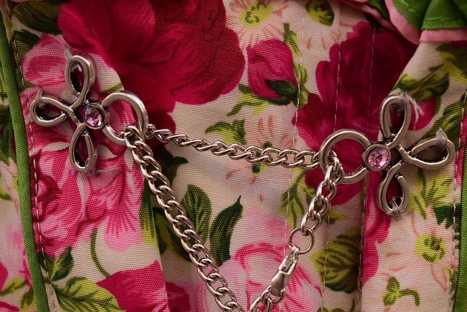 dirndl, chain, close, metal, jewellery, tradition, clothing HD wallpaper