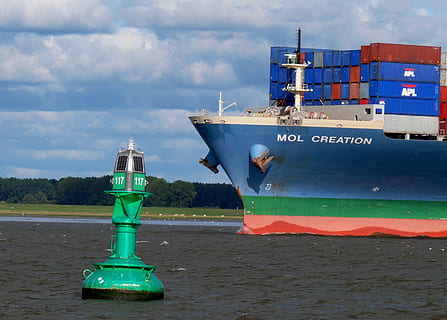 lake, elbe, more, container, boje, daymark, water, port, hamburg HD wallpaper