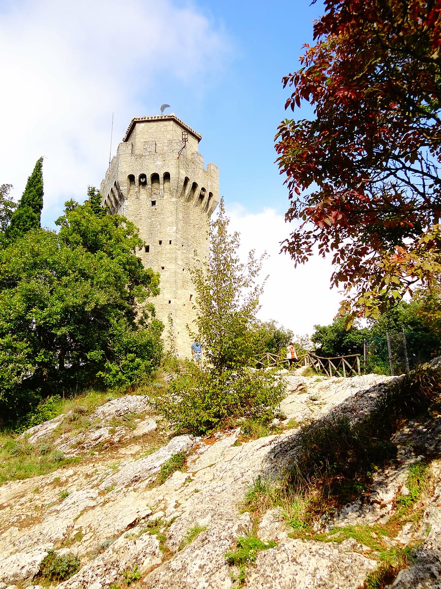 castle, nature, landscape, tower, rock, republic of san marino HD wallpaper